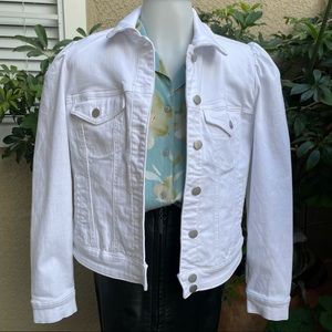 New white Boston Proper cotton cropped jacket